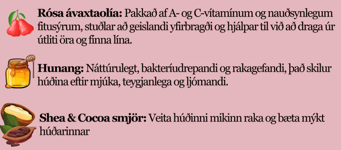 Andlitshreinsir með Rósaolíu & Hunangi - 50 ML
